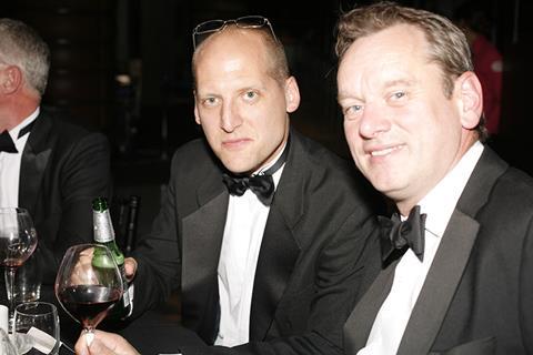 Insurance Times editor Saxon East with Aon chief executive Jim Herbert